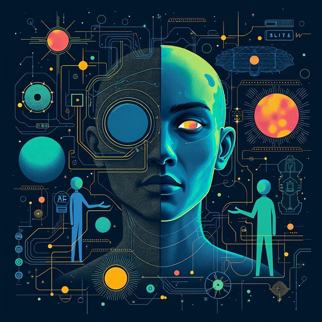 Digital illustration of artificial intelligence integrated with quantum systems