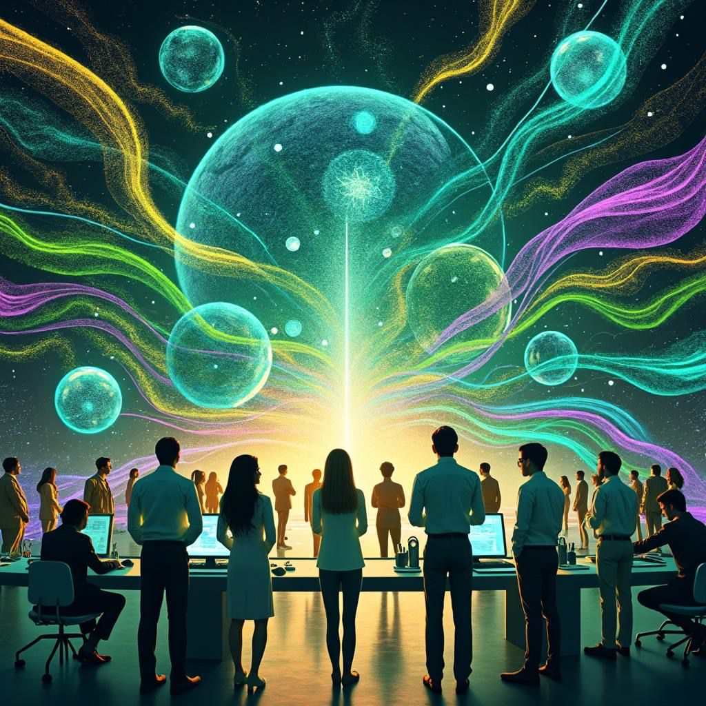 Crowd viewing holographic quantum systems and light trails